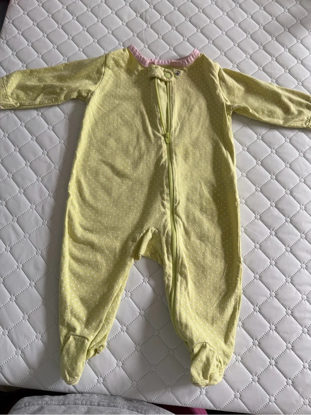 child of mine Yellow Footed One-Piece with Pink Trim size 3-6 months
